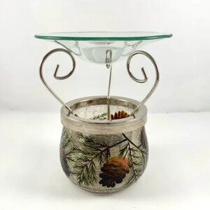 NEW Yankee Candle Pine Tree Pinecone Crackle Tealight Clear Wax Oil Tart Warmer